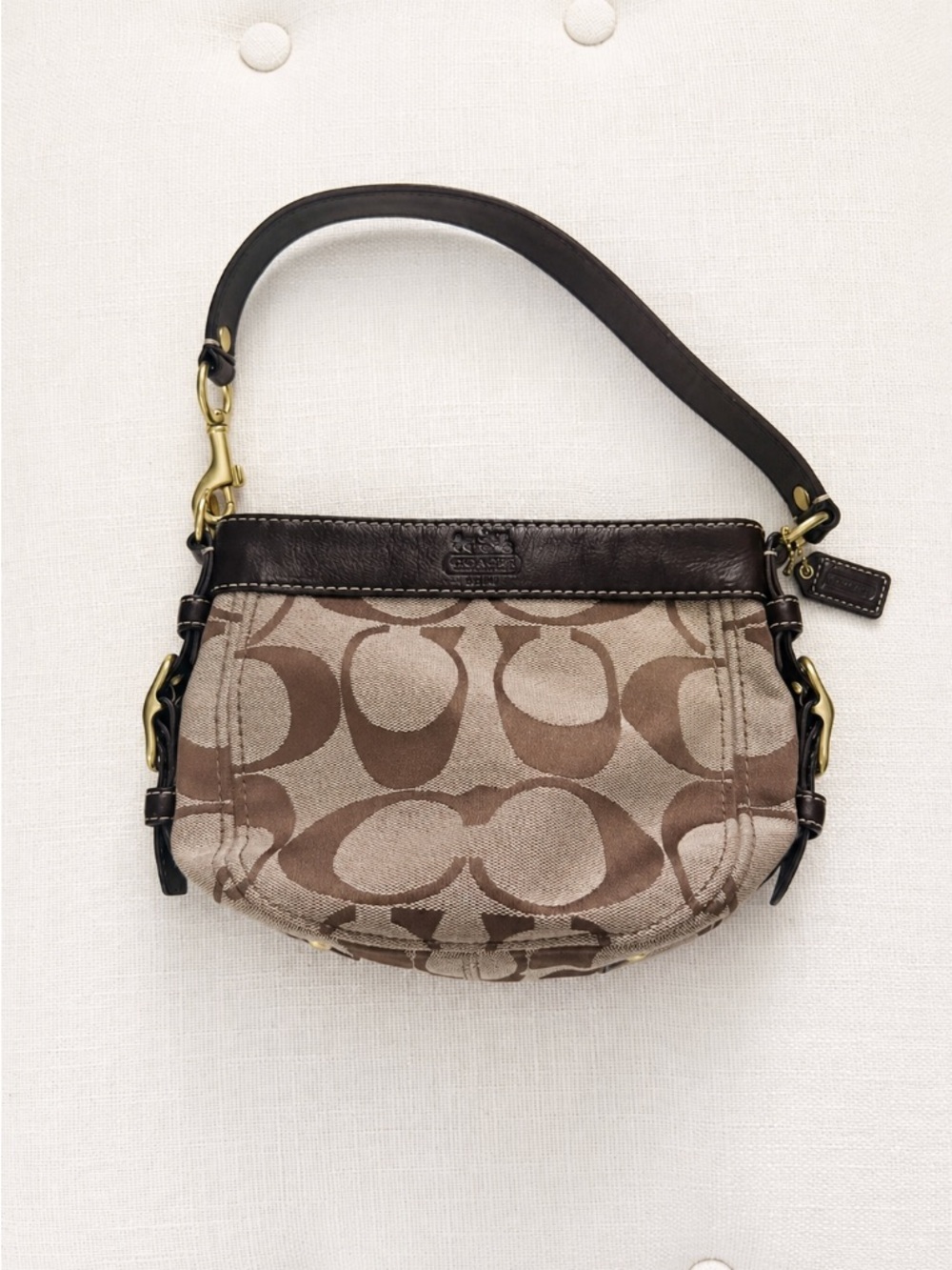Coach Vintage Mini Shoulder Bag in Brown and Tan Signature Canvas